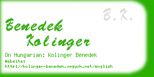 benedek kolinger business card